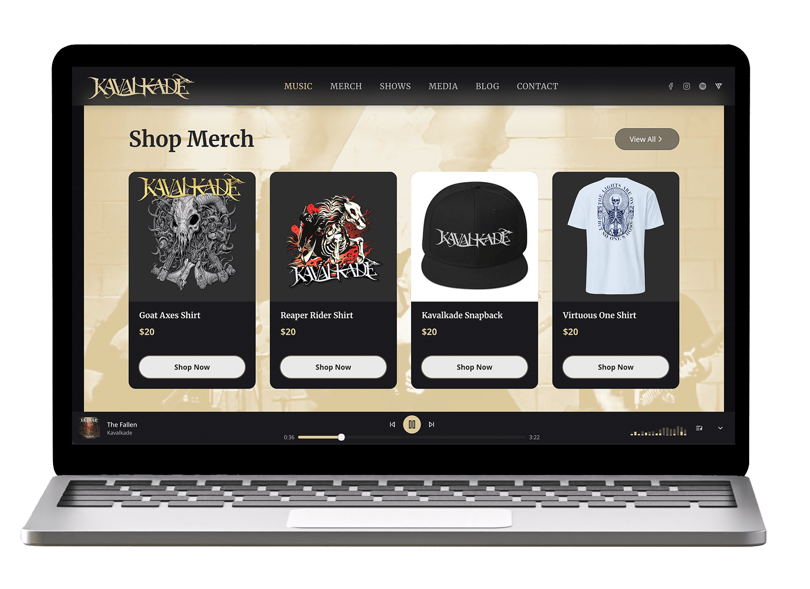 Kavalkade — A Modern Music, Media & Merch Experience Built with Next.js